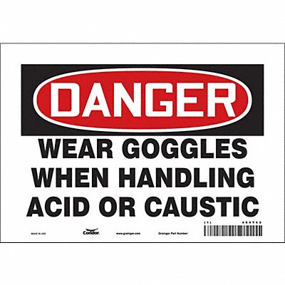 CONDOR 464Y43 Safety Sign 7 in x 10 in Vinyl