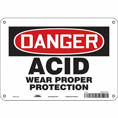 CONDOR 464Y47 Safety Sign 7 in x 10 in Polyethylene