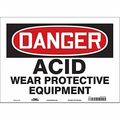 CONDOR 464Y85 Safety Sign 10 inx14 in Vinyl