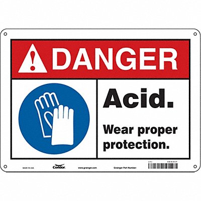 CONDOR 464Z37 Safety Sign 10 inx14 in Aluminum