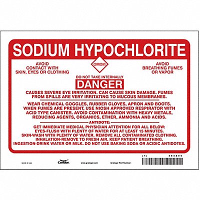 CONDOR 464Z95 Safety Sign 7 inx10 in Vinyl