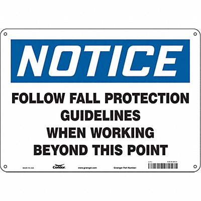 CONDOR 465A51 Safety Sign 10 inx14 in Aluminum