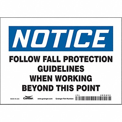 CONDOR 465A54 Safety Sign 5 inx7 in Vinyl