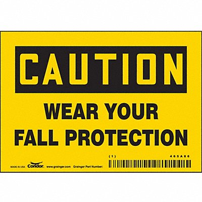 CONDOR 465A86 Safety Sign 3.5in x 5in Vinyl