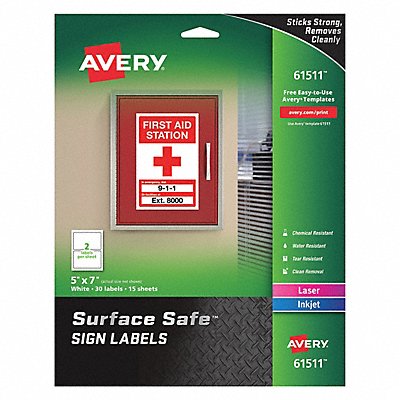 AVERY 7278261511 Safety Sign 7 W x 5 PK30