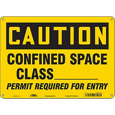 CONDOR 465G38 Safety Sign 10 in x 14 in Polyethylene
