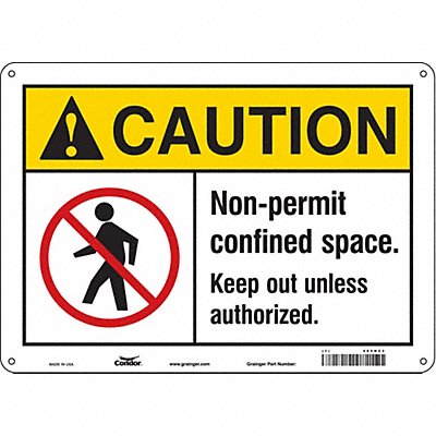 CONDOR 465H23 J8714 Safety Sign 10 in x 14 in Aluminum