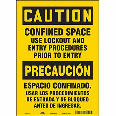 CONDOR 465H37 Safety Sign 10 inx14 in Vinyl