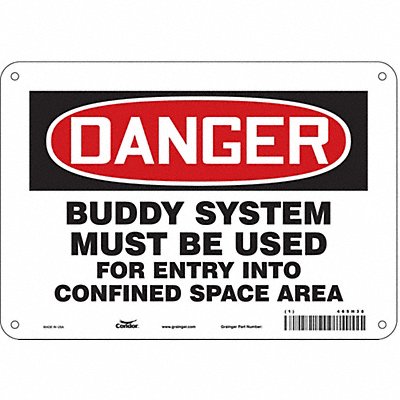 CONDOR 465H38 Safety Sign 7 in x 10 in Aluminum