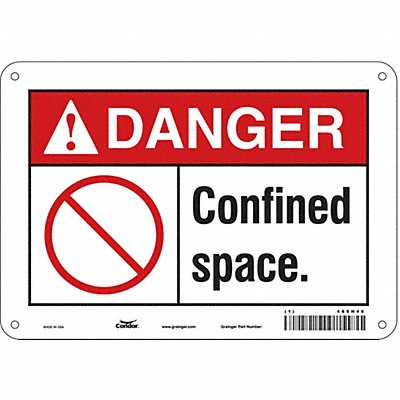 CONDOR 465H46 Safety Sign 7 in x 10 in Aluminum