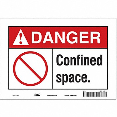 CONDOR 465H52 Safety Sign 7 inx10 in Vinyl