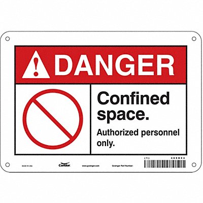 CONDOR 465H54 Safety Sign 7 in x 10 in Aluminum