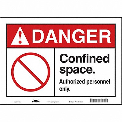 CONDOR 465H61 Safety Sign 10 in x 14 in Vinyl