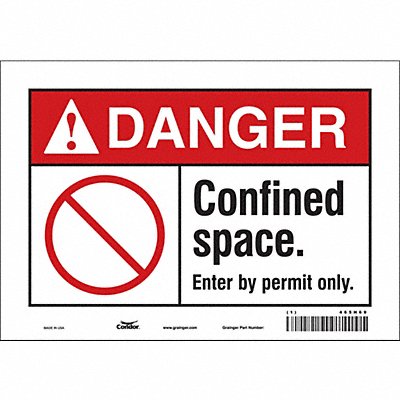 CONDOR 465H69 J8721 Safety Sign 7 inx10 in Vinyl