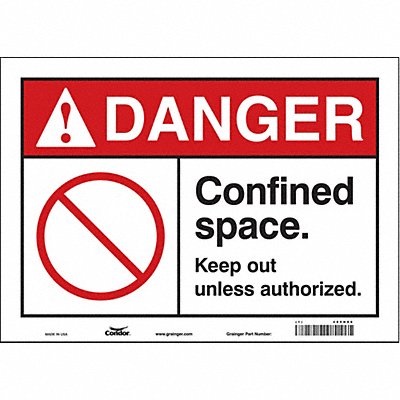 CONDOR 465H86 Safety Sign 10 in x 14 in Vinyl