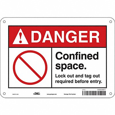 CONDOR 465H87 J8724 Safety Sign 7 in x 10 in Aluminum