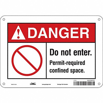 CONDOR 465H95 Safety Sign 7 in x 10 in Aluminum