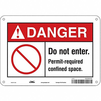 CONDOR 465H99 Safety Sign 7 in x 10 in Polyethylene