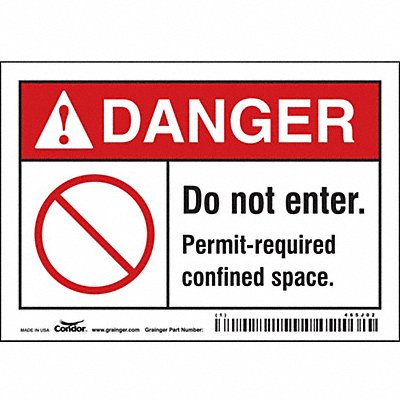 CONDOR 465J02 Safety Sign 3 1/2 inx5 in Vinyl