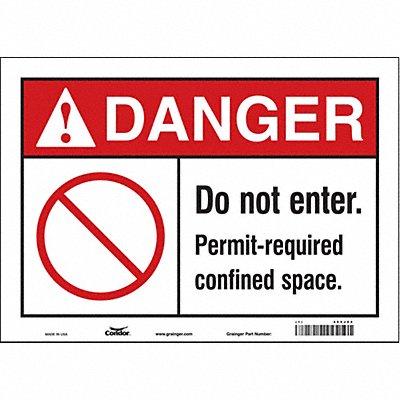 CONDOR 465J04 Safety Sign 10 in x 14 in Vinyl