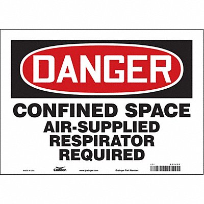 CONDOR 465J38 Safety Sign 10 in x 14 in Vinyl