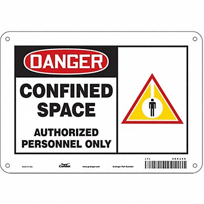 CONDOR 465J39 J6915 Safety Sign 7 in x 10 in Aluminum