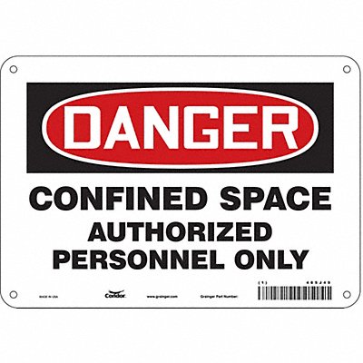 CONDOR 465J49 Safety Sign 7 in x 10 in Aluminum