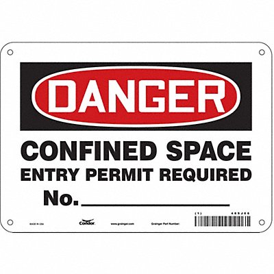 CONDOR 465J66 Safety Sign 7 in x 10 in Aluminum