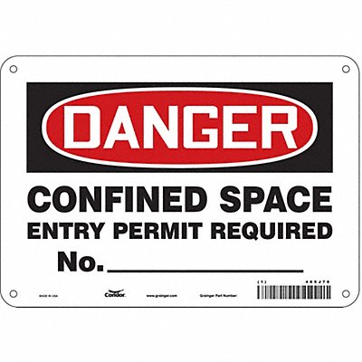 CONDOR 465J70 Safety Sign 7 in x 10 in Polyethylene