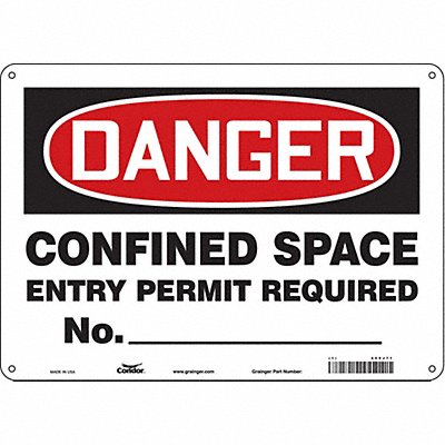 CONDOR 465J71 Safety Sign 10 inx14 in Polyethylene