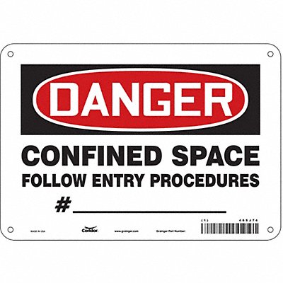 CONDOR 465J74 Safety Sign 7 in x 10 in Aluminum