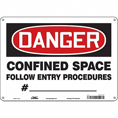CONDOR 465J79 Safety Sign 10 in x 14 in Polyethylene