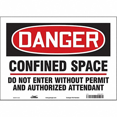 CONDOR 465J97 Safety Sign 10 inx14 in Vinyl