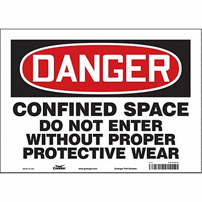 CONDOR 465K06 Safety Sign 10 in x 14 in Vinyl