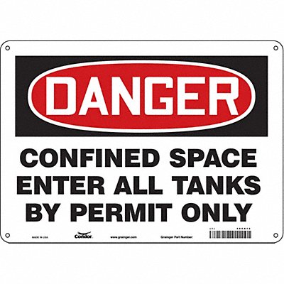 CONDOR 465K12 Safety Sign 10 inx14 in Polyethylene