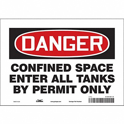 CONDOR 465K13 Safety Sign 7 inx10 in Vinyl