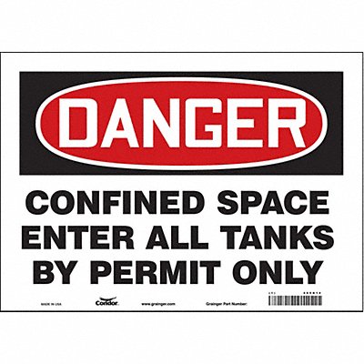 CONDOR 465K14 Safety Sign 10 inx14 in Vinyl