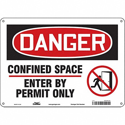 CONDOR 465K16 Safety Sign 10 inx14 in Aluminum