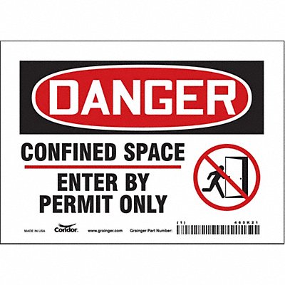 CONDOR 465K21 Safety Sign 5 inx7 in Vinyl