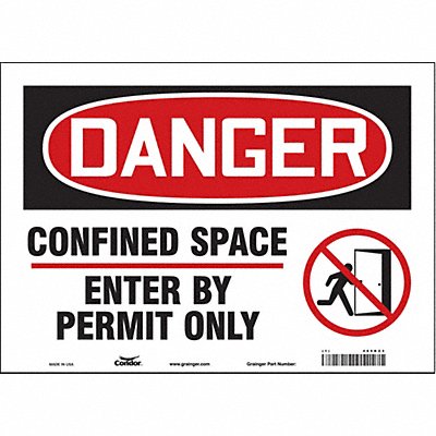 CONDOR 465K23 Safety Sign 10 inx14 in Vinyl