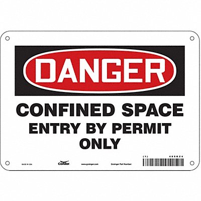 CONDOR 465K24 Safety Sign 7 in x 10 in Aluminum