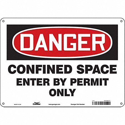 CONDOR 465K37 Safety Sign 10 inx14 in Polyethylene
