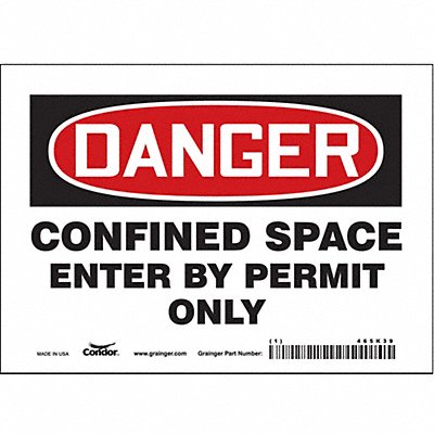 CONDOR 465K39 Safety Sign 5 inx7 in Vinyl