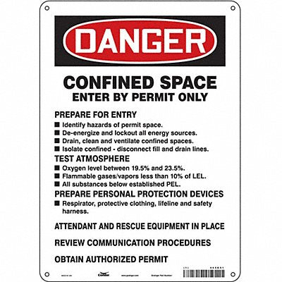 CONDOR 465K51 Safety Sign 14 inx10 in Aluminum