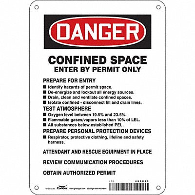 CONDOR 465K55 Safety Sign 10 inx7 in Polyethylene