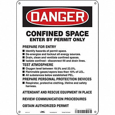 CONDOR 465K56 Safety Sign 14 in x 10 in Polyethylene