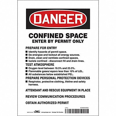 CONDOR 465K58 Safety Sign 10 inx7 in Vinyl