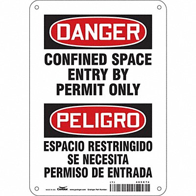 CONDOR 465K74 Safety Sign 10 in x 7 in Polyethylene