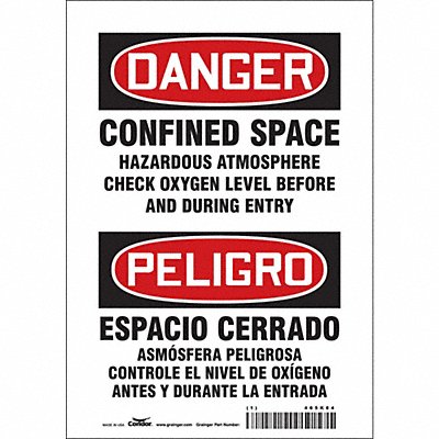 CONDOR 465K84 Safety Sign 10 in x 7 in Vinyl