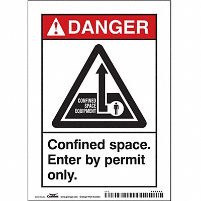 CONDOR 465K92 Safety Sign 7 inx5 in Vinyl